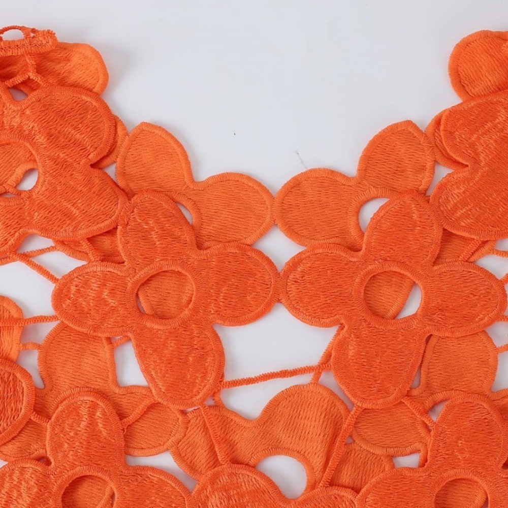 Orange Floral Sheer Top - Picture 2 of 3